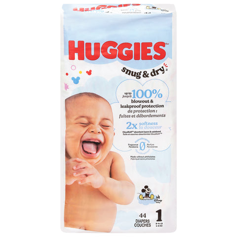 Huggies Snug & Dry Disney Baby Size 1 Diapers (8-14 lbs (4-6 kg)) 44 Each - 4 Pack