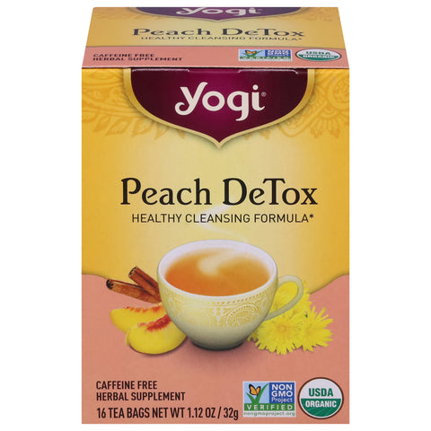 Yogi Organic Caffeine Free Peach Detox Tea 16 CT