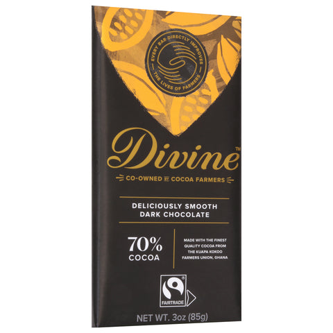 Divine Chocolate 70% Cocoa Dark Chocolate 3 oz