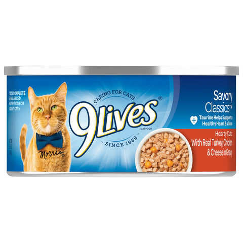9 Lives Hearty Cuts Turkey Chicken Cheese In Gravy 5.5 OZ