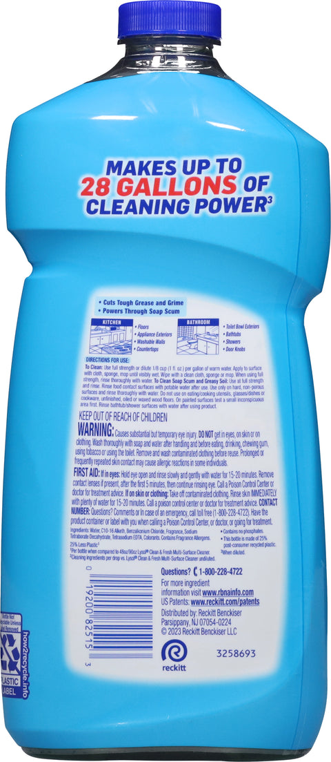 Lysol Power Clean Concentrated Cool Adirondack Air Scent Multi-Surface Cleaner 28 fl oz