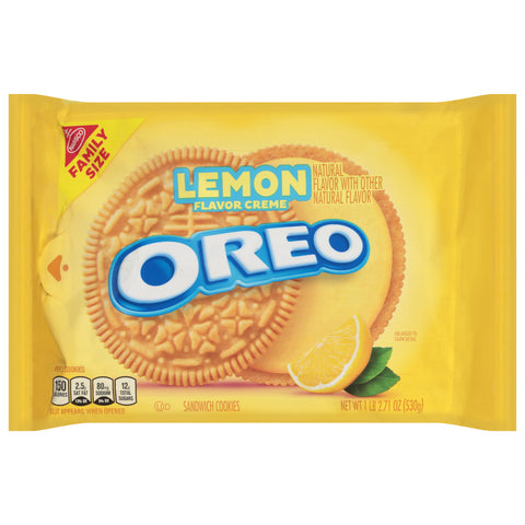 Oreo Lemon Flavor Creme Sandwich Cookies Family Size 18.71 oz - 12 Pack