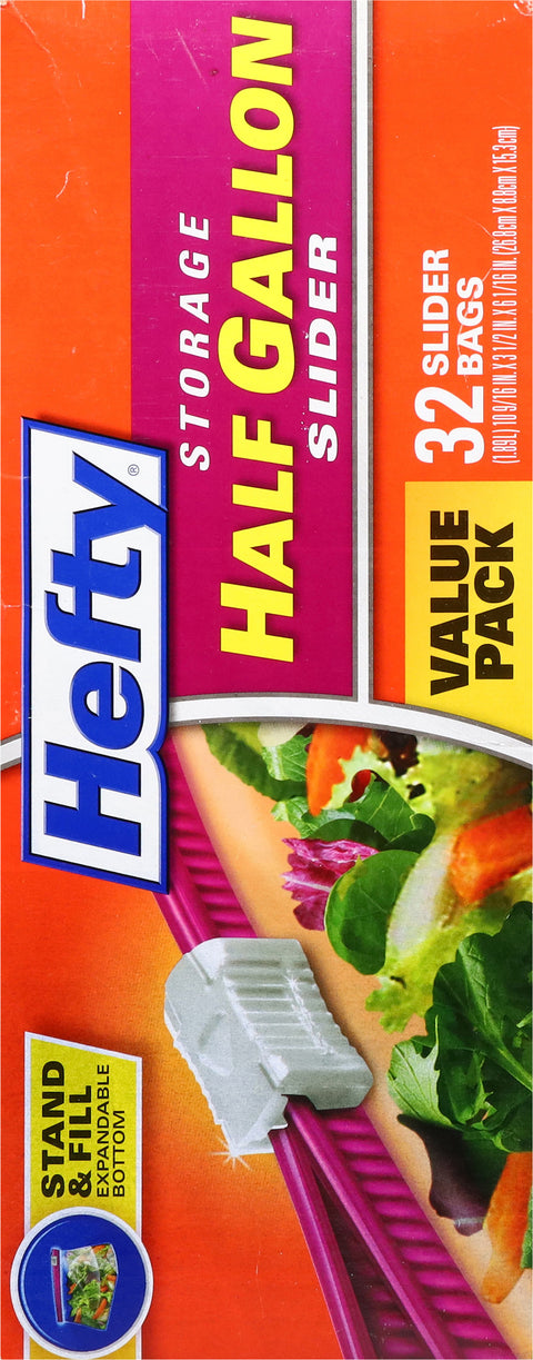 Hefty Storage Half Gallon Slider Bags Value Pack 32 ea