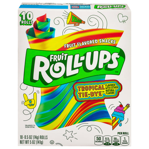 Fruit Roll-Ups Tropical Tie-Dye Fruit Flavored Snacks 10 - 0.5 oz Rolls - 10 Pack