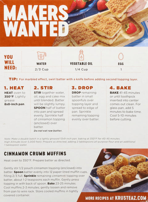 Krusteaz Cake Crumb Cinnamon Mix 21 OZ