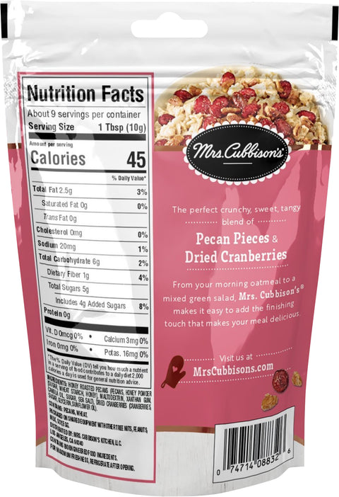 Mrs Cubbison's Pecans & Cranberries Honey Roasted 3.25 OZ