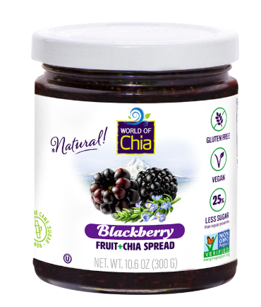 Space Enterprises (World Of Chia) Blackberry Fruit + Chia Spread extra Fruit - 10.6 OZ 12 Pack