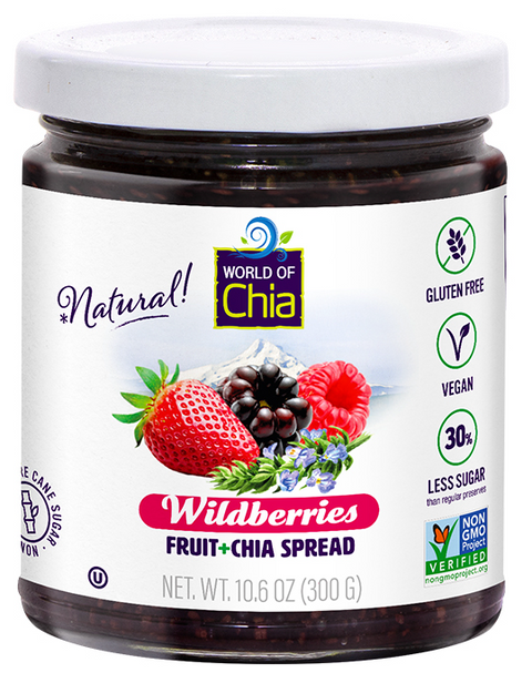 Space Enterprises (World Of Chia) Wildberries Fruit + Chia Spread extra Fruit - 10.6 OZ 12 Pack