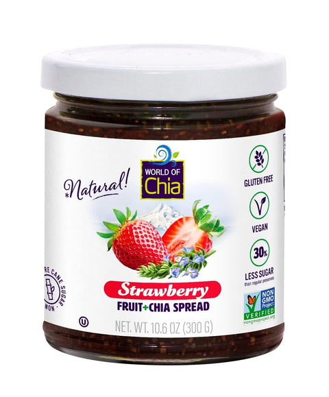 Space Enterprises (World Of Chia) Strawberry Fruit + Chia Spread extra Fruit - 10.6 OZ 12 Pack