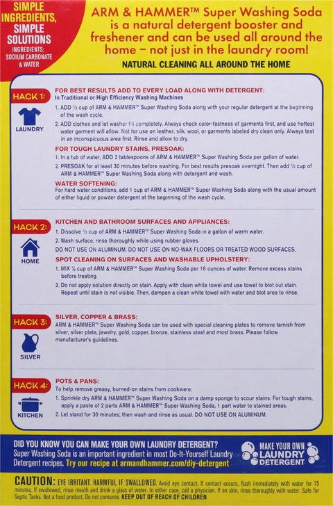 Arm & Hammer Powder Detergent Booster & Household Cleaner Super Washing Soda 55 OZ
