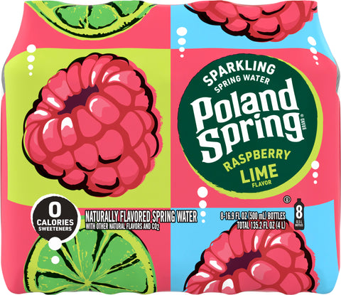 Poland Spring Sparkling Water, Raspberry Lime, 16.9 oz. Bottles (8 Count)