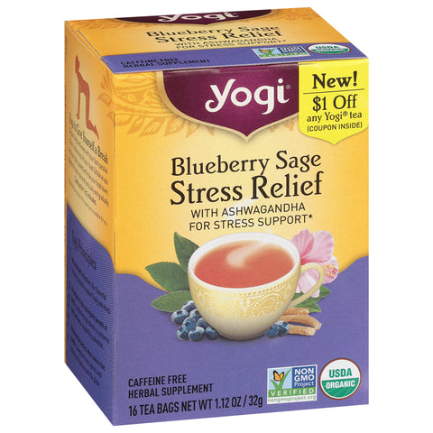 Yogi Tea Blueberry Sage Stress Relief 16 CT