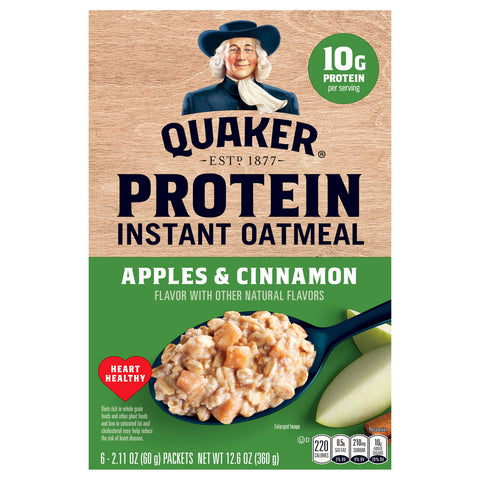 Quaker Protein Instant Oatmeal Apples & Cinnamon 12.6 OZ