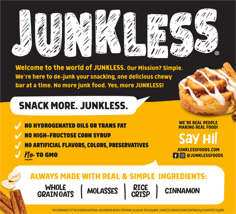 Junkless Cinnamon Roll Chewy Granola Bars 6.6 OZ
