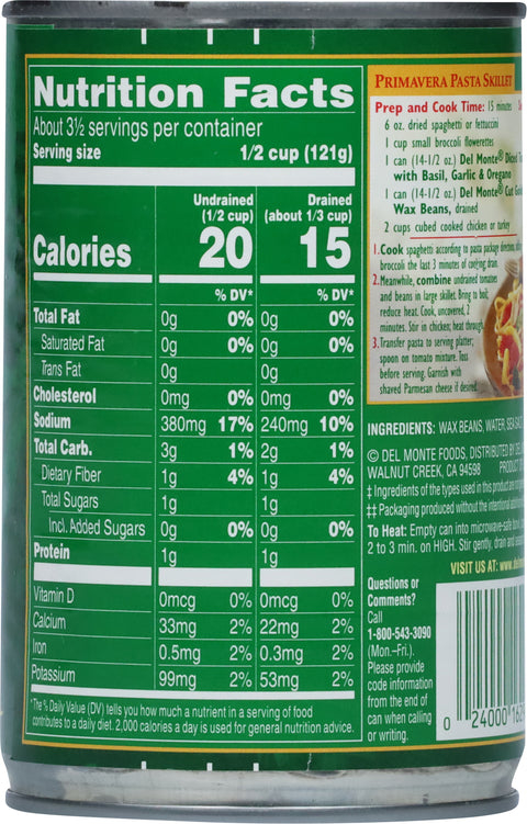 Del Monte Vegetables Fresh Cut Wax Beans 14.5 OZ