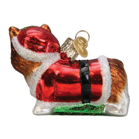 Holly Hat Corgi Puppy Ornament