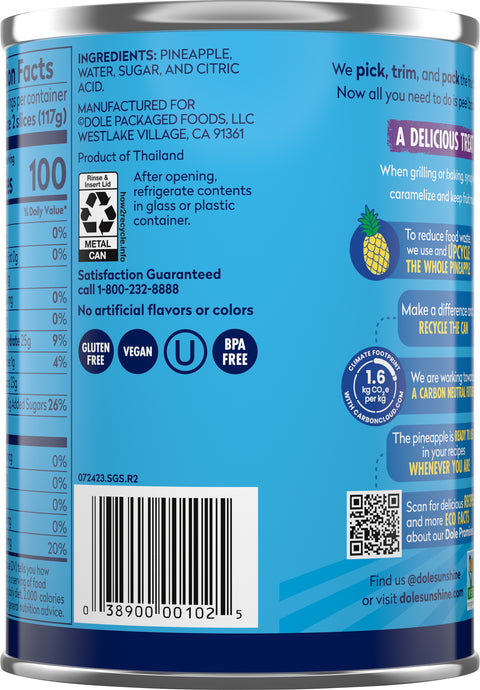 Dole Pineapple Sliced In Heavy Syrup 20 OZ