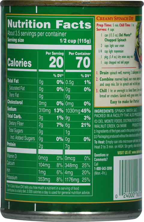 Del Monte Vegetables Chopped Spinach 13.5 OZ