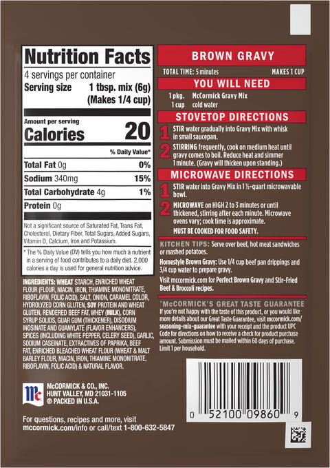 McCormick Mix Gravy Brown - 0.87 OZ 24 Pack