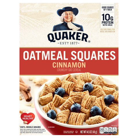 Quaker Oatmeal Squares Cinnamon 14.5 OZ