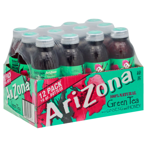 AriZona Green Tea Iced Tea  - 16 oz Bottles 12 Pack