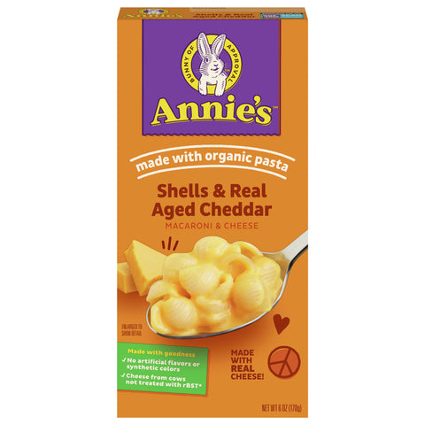 Annie's Homegrown Pasta Shells And Real Aged Cheddar - 6.0 OZ 12 Pack