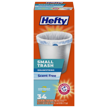 Hefty Small Drawstring Scent Trash Brags - 34 CT 15 Pack
