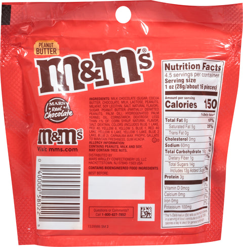 M&M's Peanut Butter Chocolate Candies Grab n Go Size 4.50 oz