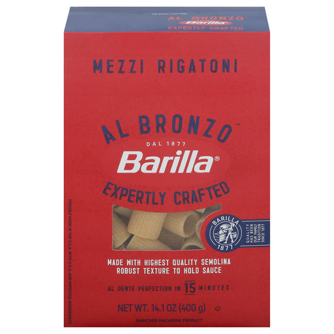 Barilla Al Bronzo Mezzi Rigatoni 14.1 oz - 12 Pack