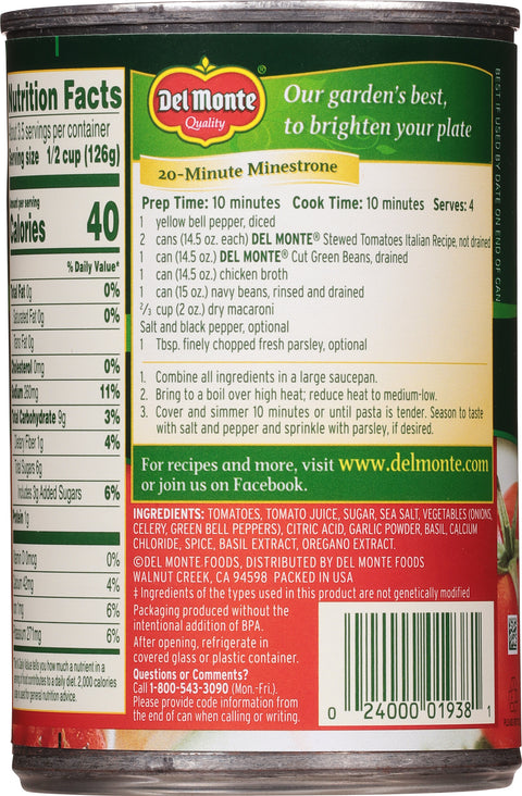 Del Monte Tomatoes Stewed Italian Recipe 14.5 OZ