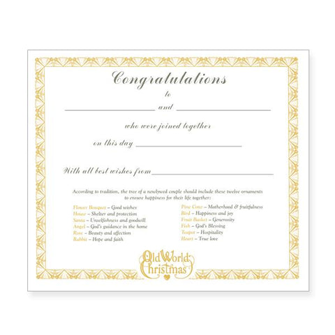 Bride's Collection Certificate