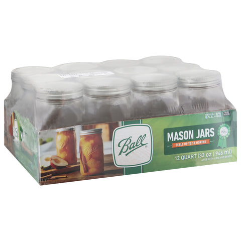 Ball Wide Mouth Canning Quart Jars 32 oz- 12 Jars