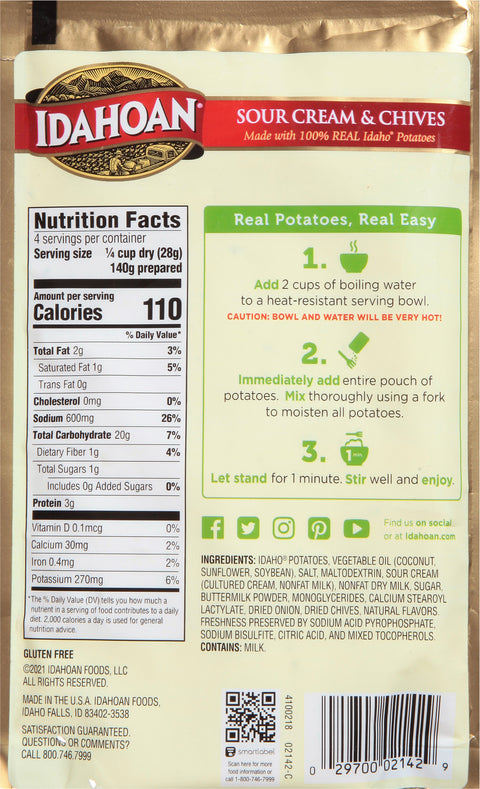 Idahoan Sour Cream & Chive Mashed Potatoes 4 OZ