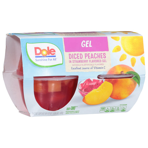 Dole Fruit Cups Peaches In Strawberry Gelatin 17.2 OZ