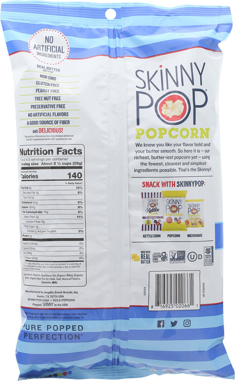 Skinny Pop Gluten Free Real Butter Popcorn 4.4 OZ