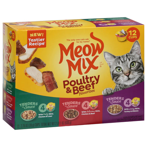 Meow Mix Cat Food Can Market Select Beef & Poultry In Gravy Variety 33 OZ
