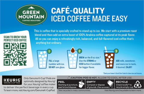 Green Mountain Coffee Roasters ICED Classic Black, Single Serve Keurig K-Cup Pods, Medium Roast Iced Coffee 4 OZ