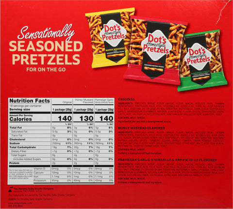 Dot's Homestyle Pretzels Seasoned Original/Honey Mustard/Parmesan Garlic Pretzel Twist 18