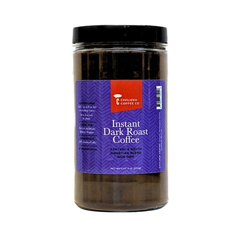 Civilized Coffee Instant Dark Roast Coffee (Central & South America) - 9 OZ 4 Pack