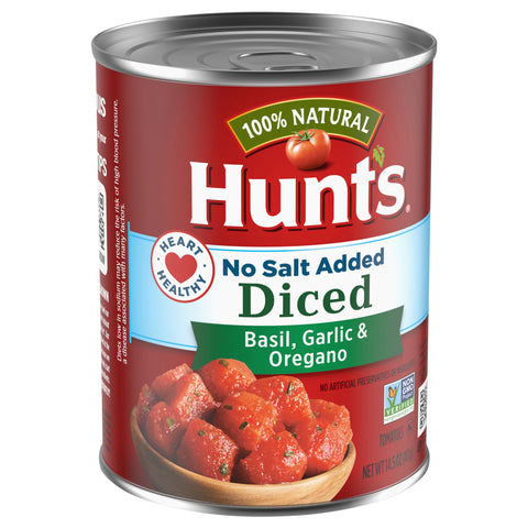 Hunt's Tomatoes Diced Basil Garlic & Oregano No Salt Added 14.5 OZ