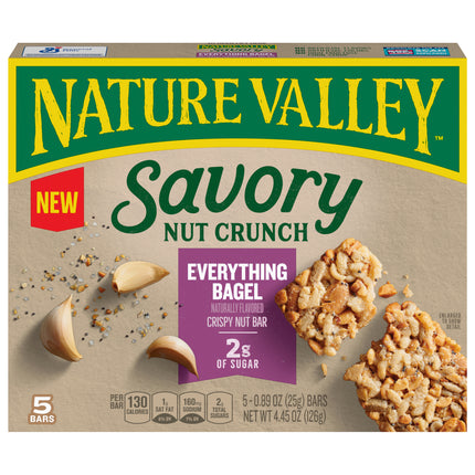 Nature Valley Savory Nut Crunch Everything Bagel Crispy Nut Bar  - 4.45 OZ 8 Pack