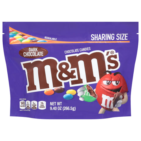 M&M's Dark Chocolate Chocolate Candies Sharing Size. 9.40 oz - 8 Pack