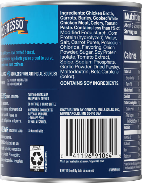 Progresso Traditional Soup Chicken Barley 18.5 OZ