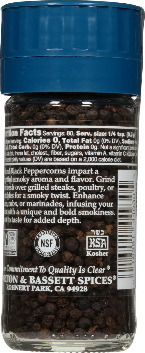 Morton & Bassett Grinder Smoked Whole Black Peppercorns 2 oz