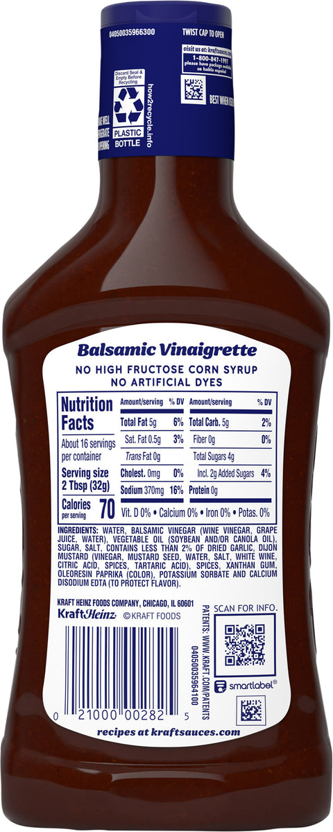 Kraft Balsamic Vinaigrette Dressing 16 FZ