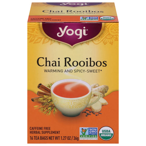Yogi Organic Caffeine Free Chai Rooibos Spicy Sweet Tea 16 CT