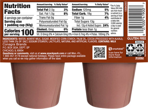 Snack Pack Pudding Chocolate 13 OZ