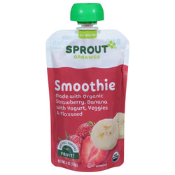 Sprout Organics Smoothie Strawberry, Banana with Yogurt and Flaxseed - 4 OZ 12 Pack
