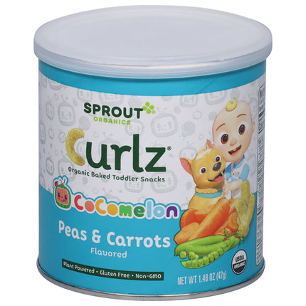 Sprout Organic Curlz Cocomelon Peas And Carrots Flavored Snacks - 1.48 OZ 6 Pack