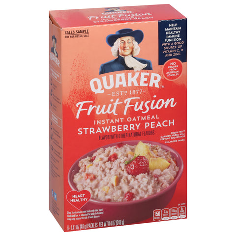 Quaker Fruit Fusion Instant Oatmeal Strawberry Peach 8.4 OZ